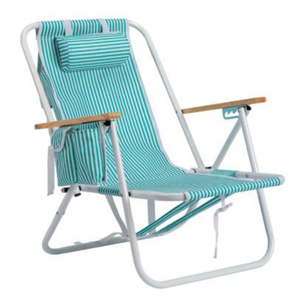 Outdoor Furniture Green - Verstelbare 4-standen opklapbare strandstoel, heavy duty,