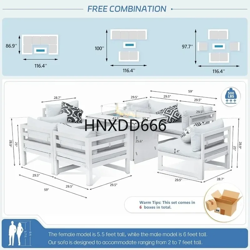 7-delige aluminium tuinset met - Outdoor Furniture With Fire Pit recensie en prijs