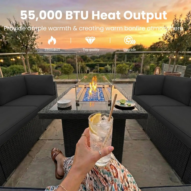 8-delige patio wicker sectione - Outdoor Furniture With Fire Pit recensie en prijs