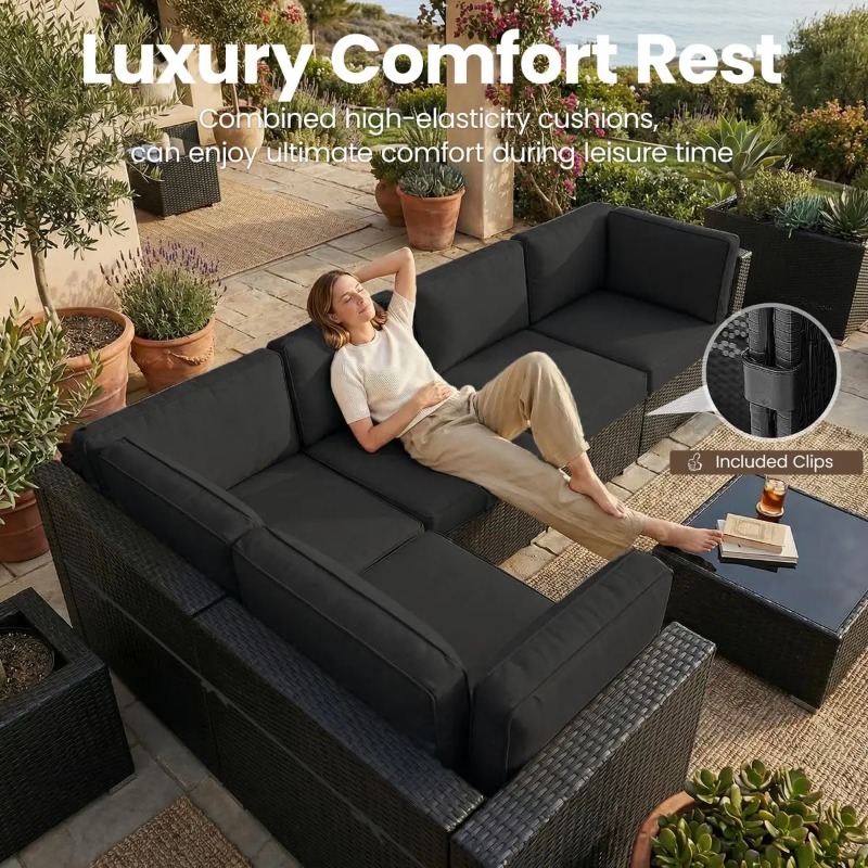 8-delige patio wicker sectione - Outdoor Furniture With Fire Pit recensie en prijs