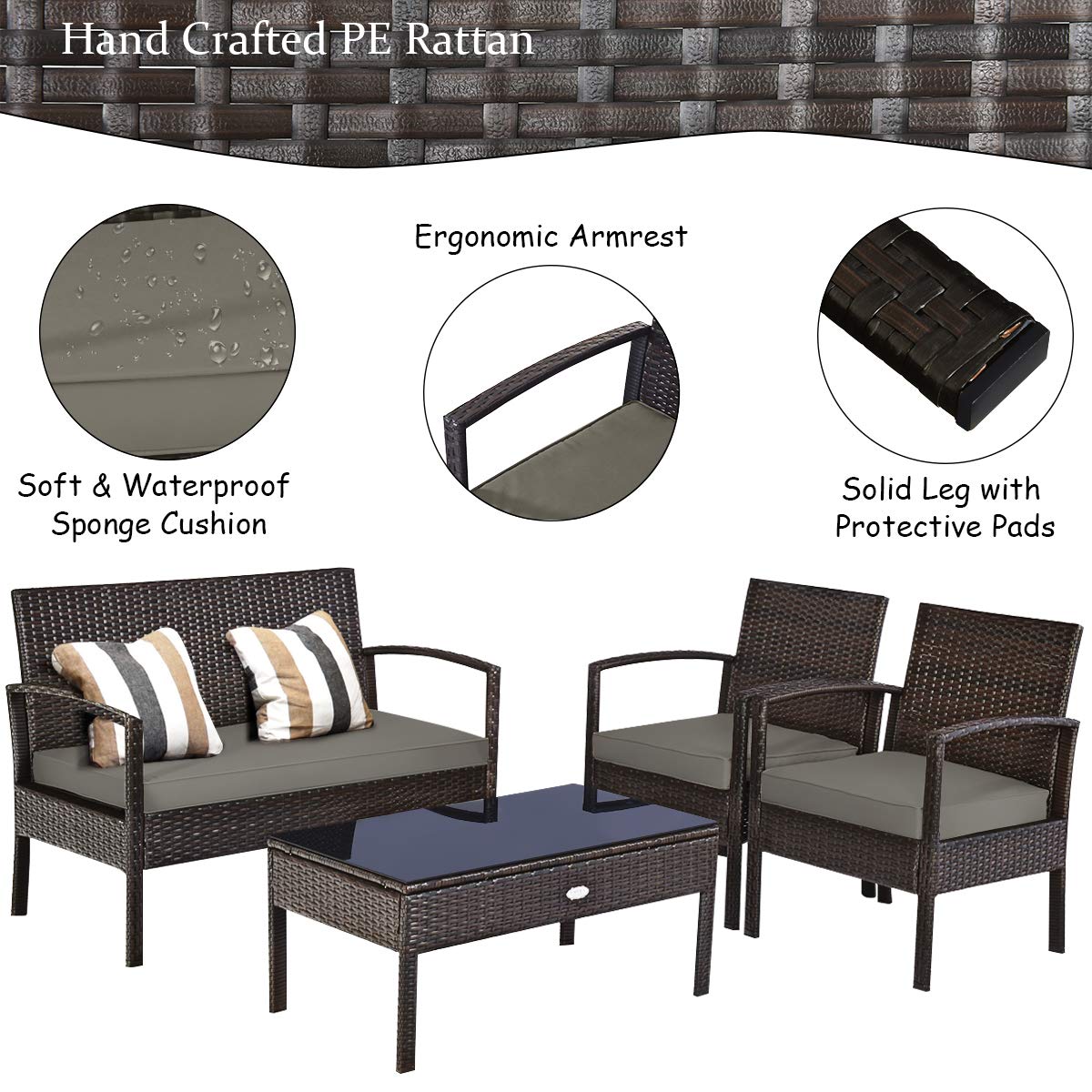 Buiten wicker tuinmeubelset 4- - Outdoor Furniture Balcony recensie en prijs