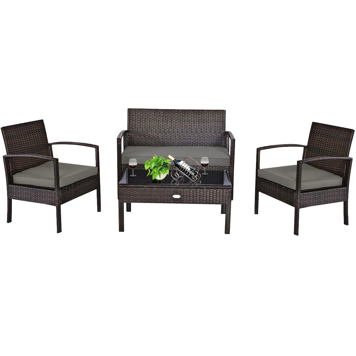 Buitenmeubelset van wicker, 4- - Outdoor Furniture Balcony recensie en prijs